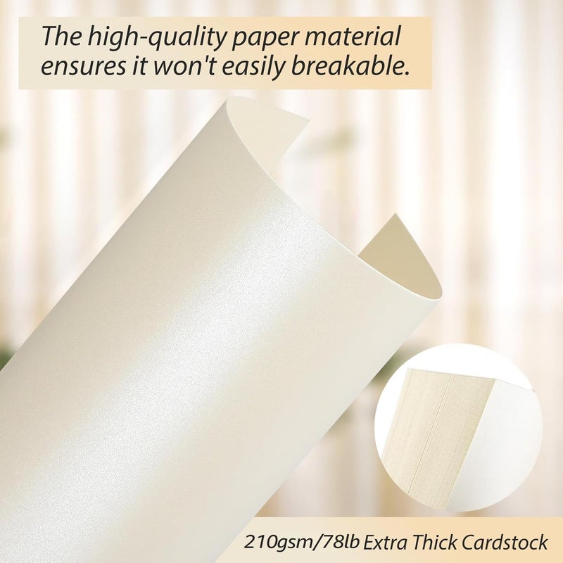 CREGEAR 25 Sheets Cream Shimmer Cardstock Printer Paper 8.5 x 11, 78lb/210gsm Glossy Card Stock, Premium Pearl Cardstock, Double Side Pearlescent Paper for DIY Craft, Christmas Card Making, Invitation - Image 3